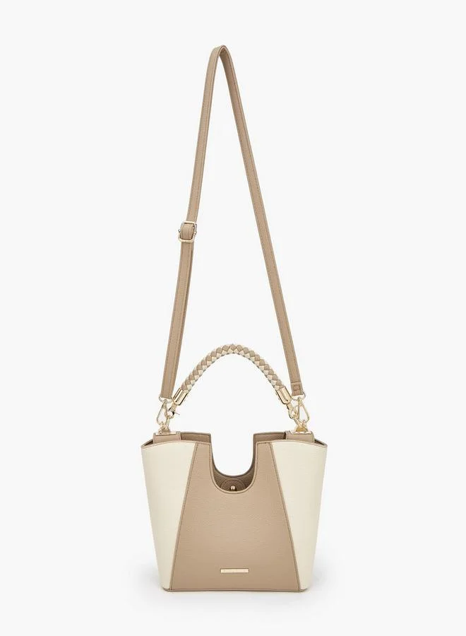 Flora Bella By Shoexpress Flora Bella Textured Tote Bag With Braided Handle